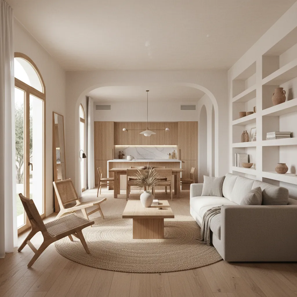 Salón moderno en un apartamento español con diseño contemporáneo