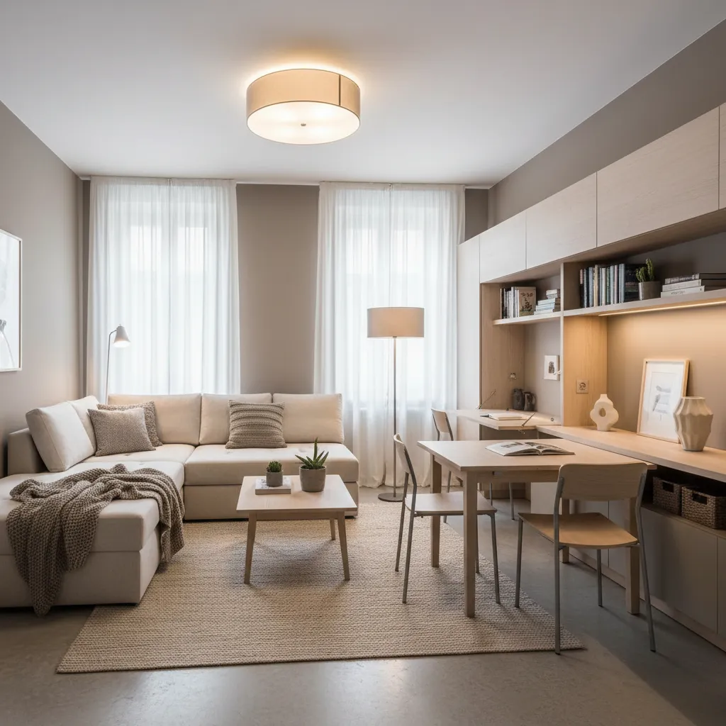 Salón pequeño optimizado con buen diseño interior