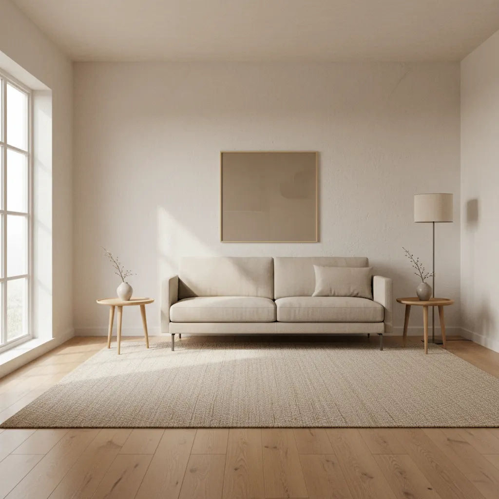 Salón pequeño con sofá minimalista y diseño ligero