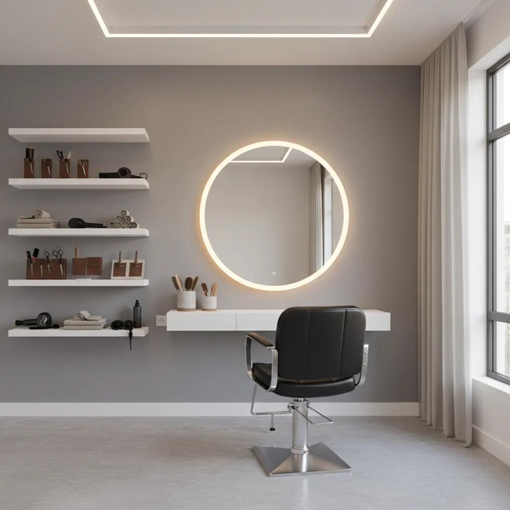 Salon rumahan kecil dengan tampilan profesional