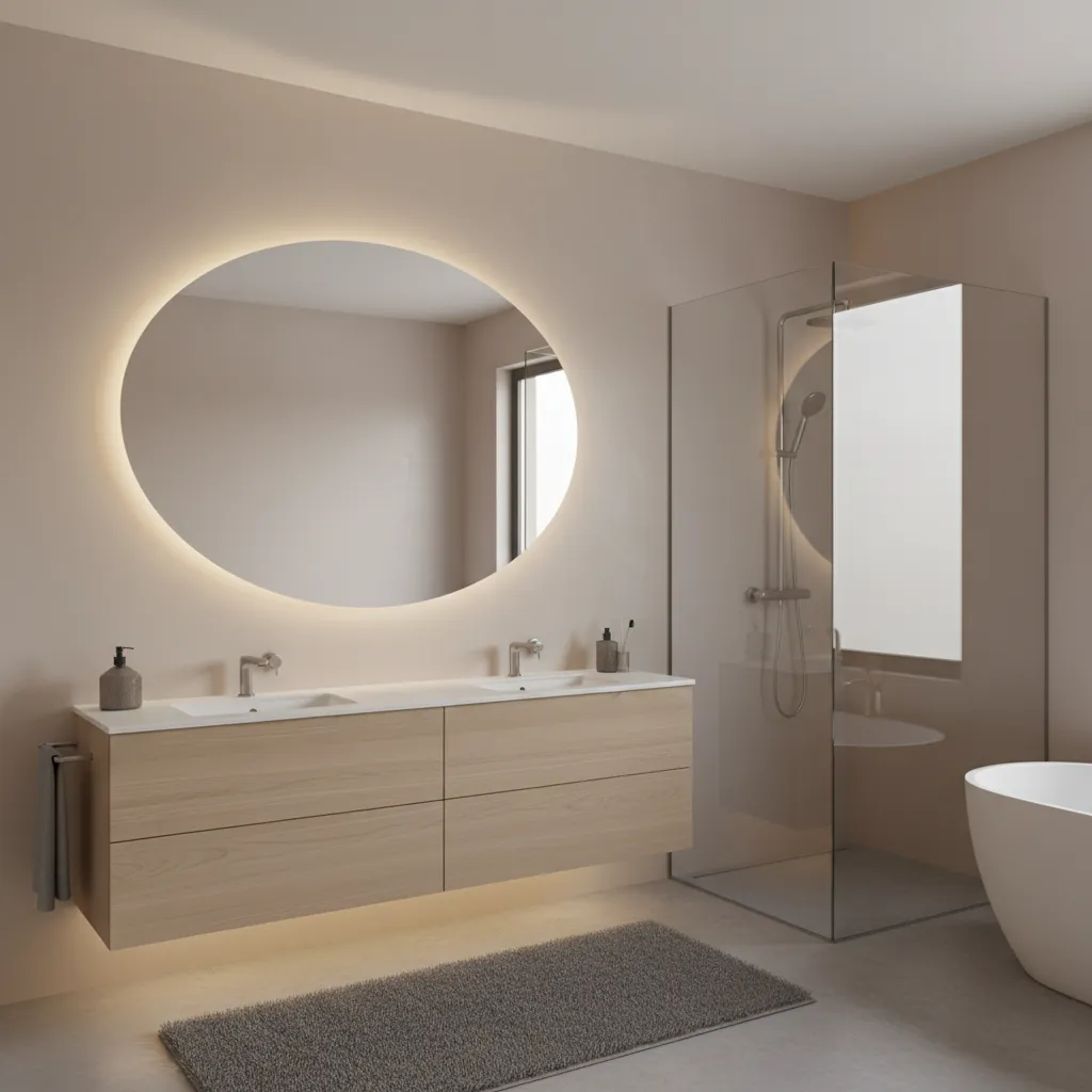 bathroom walls painted with satin finish showing soft light reflection