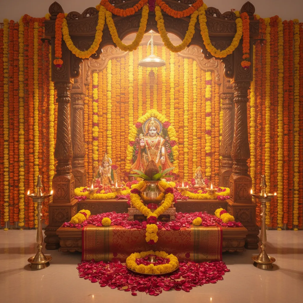5 Flower Decoration Ideas for Satyanarayan Pooja at Home