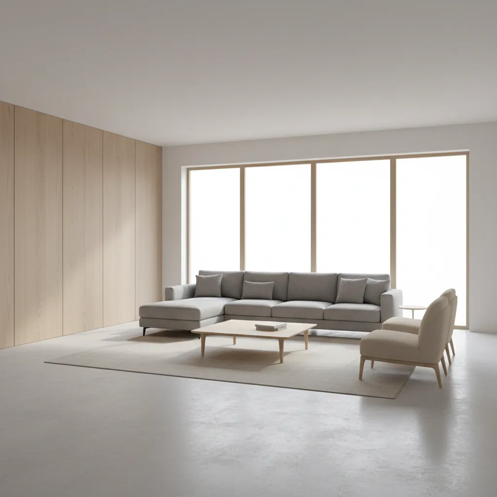 Accurately scaled 3D interior layout with furniture placed according to floor plan measurements