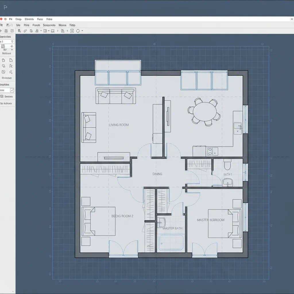 Completed scaled digital floor plan layout inside a design tool