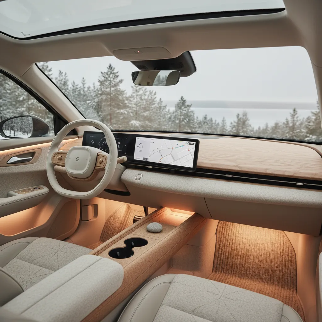 Interior de coche minimalista inspirado en diseño escandinavo