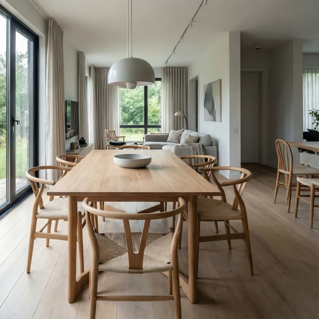 Casas de diseño con mesa de comedor estilo escandinavo