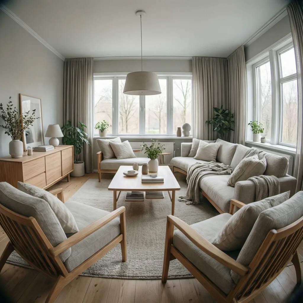 Interior estilo escandinavo con muebles minimalistas y colores claros