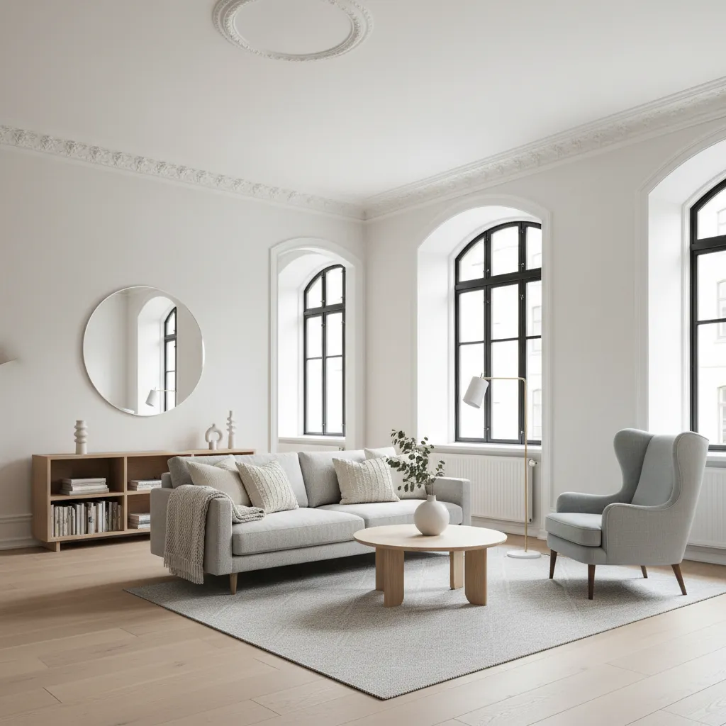 Interior de piso antiguo con estilo nórdico moderno