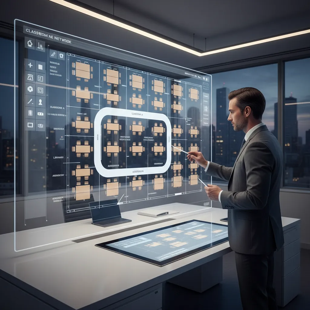digital school floor plan editing interface showing classroom layout adjustments