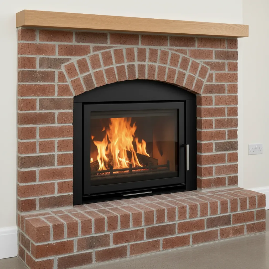 sealed fireplace opening panel installed inside firebox