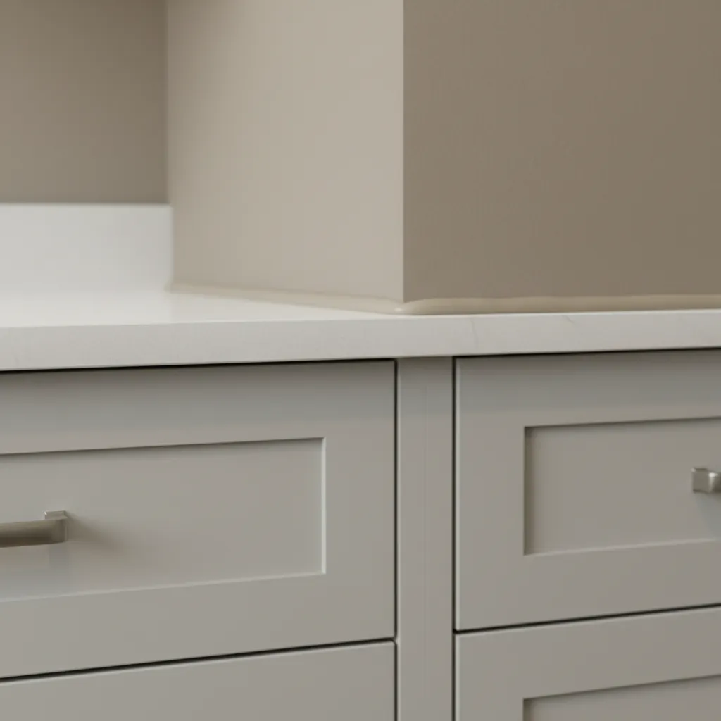 Kitchen cabinet base sealed with silicone to prevent ants entering