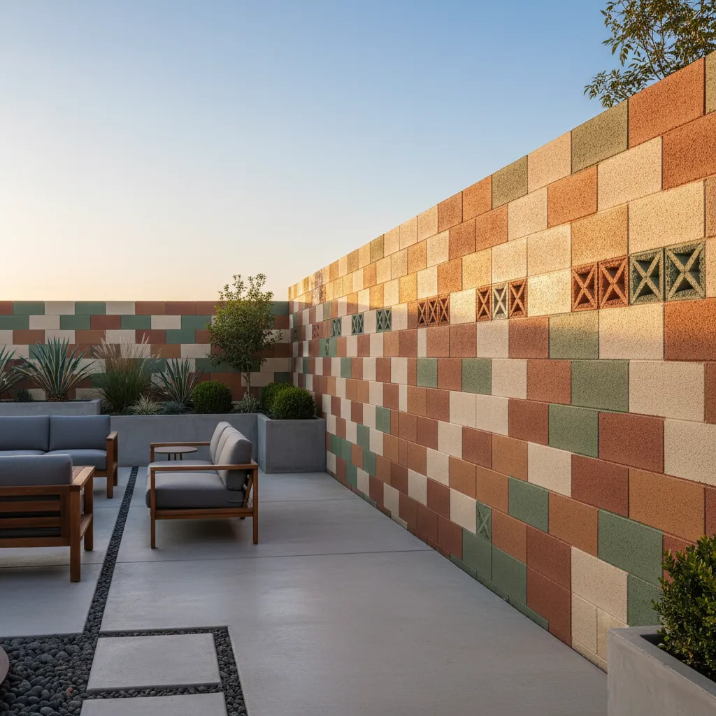 sealed outdoor painted concrete block garden wall with durable finish