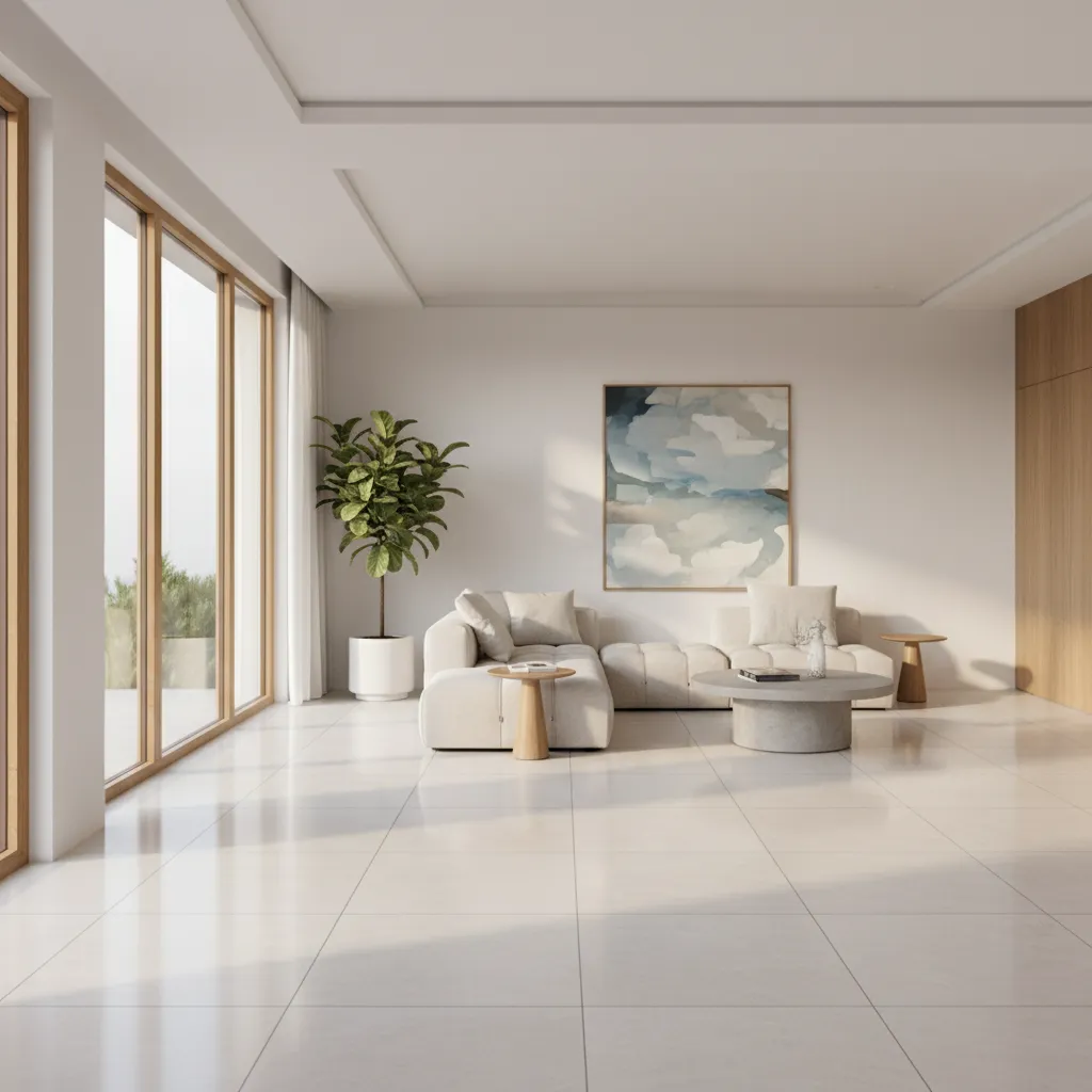 Clean sealed tile floor in a bright modern living space