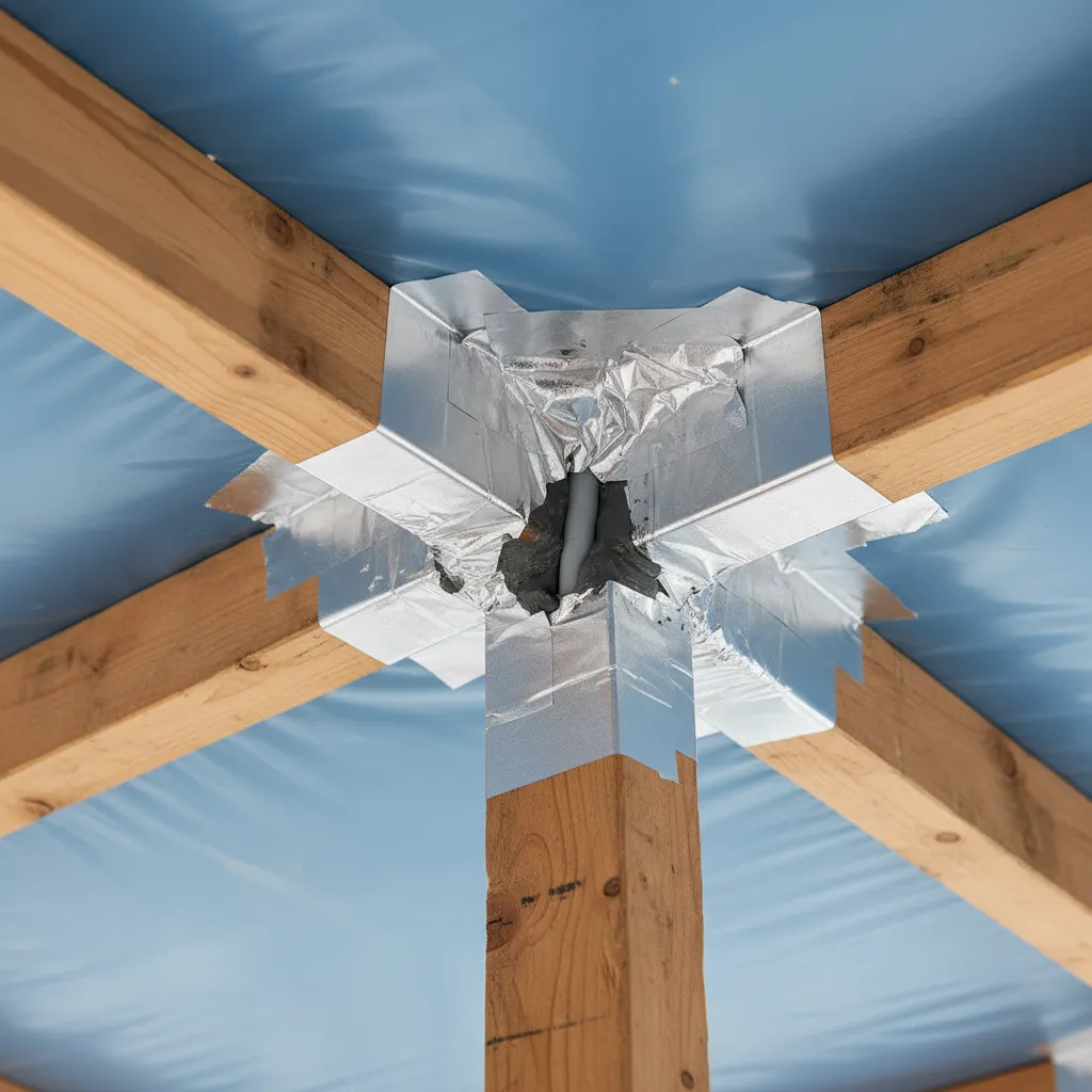 sealed seams and penetrations in roof vapor barrier installation