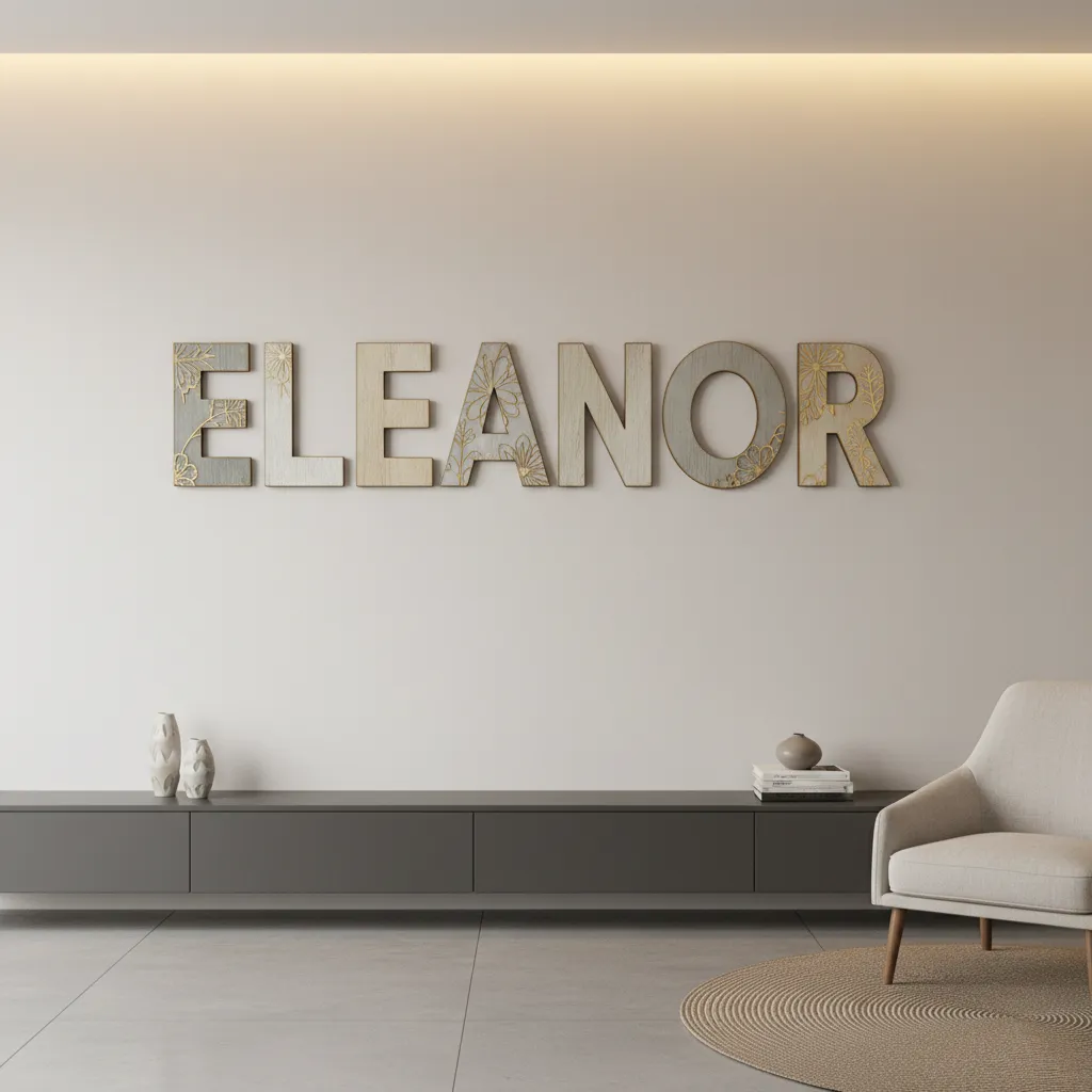 decorated sealed wooden letters displayed neatly on a wall