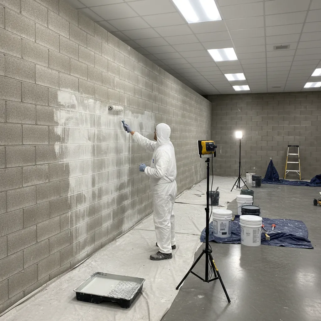 applying primer or sealer to concrete block wall before painting