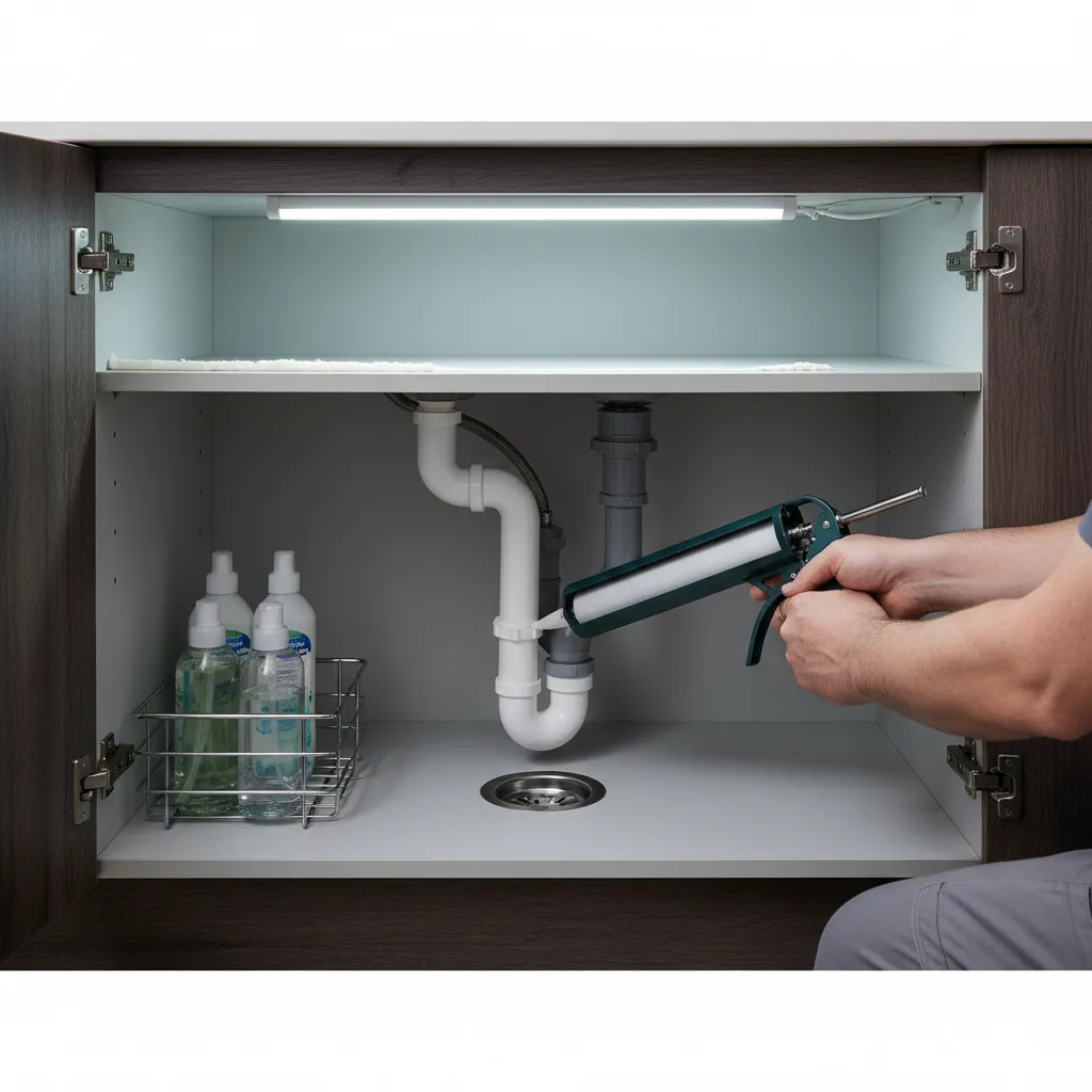 sealing gap under kitchen sink pipe to prevent ants