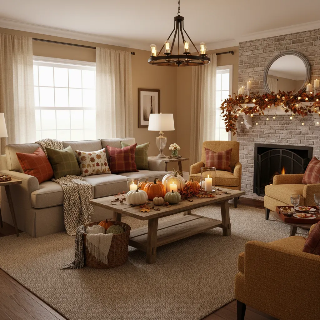 Seasonal home decor styling setup for a themed decorating event