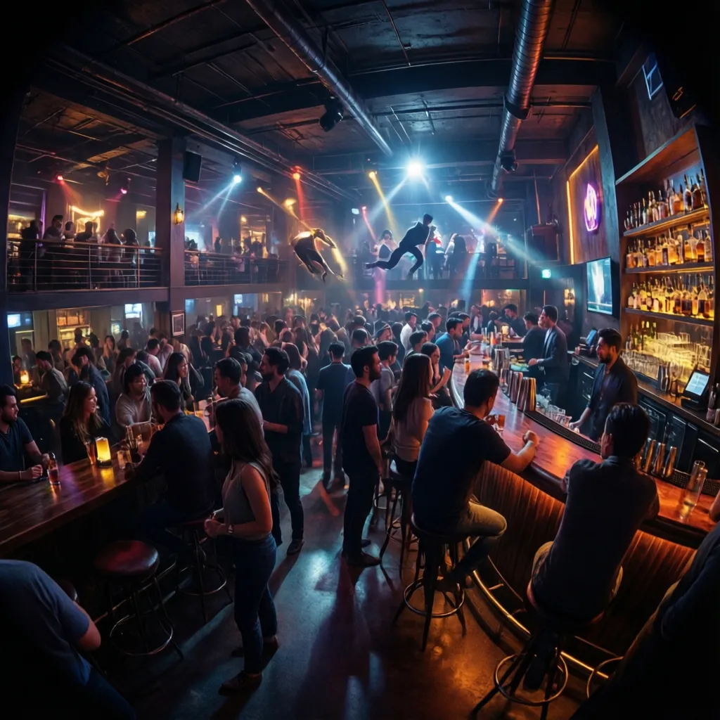 Busy nightlife venue with crowd during peak hours