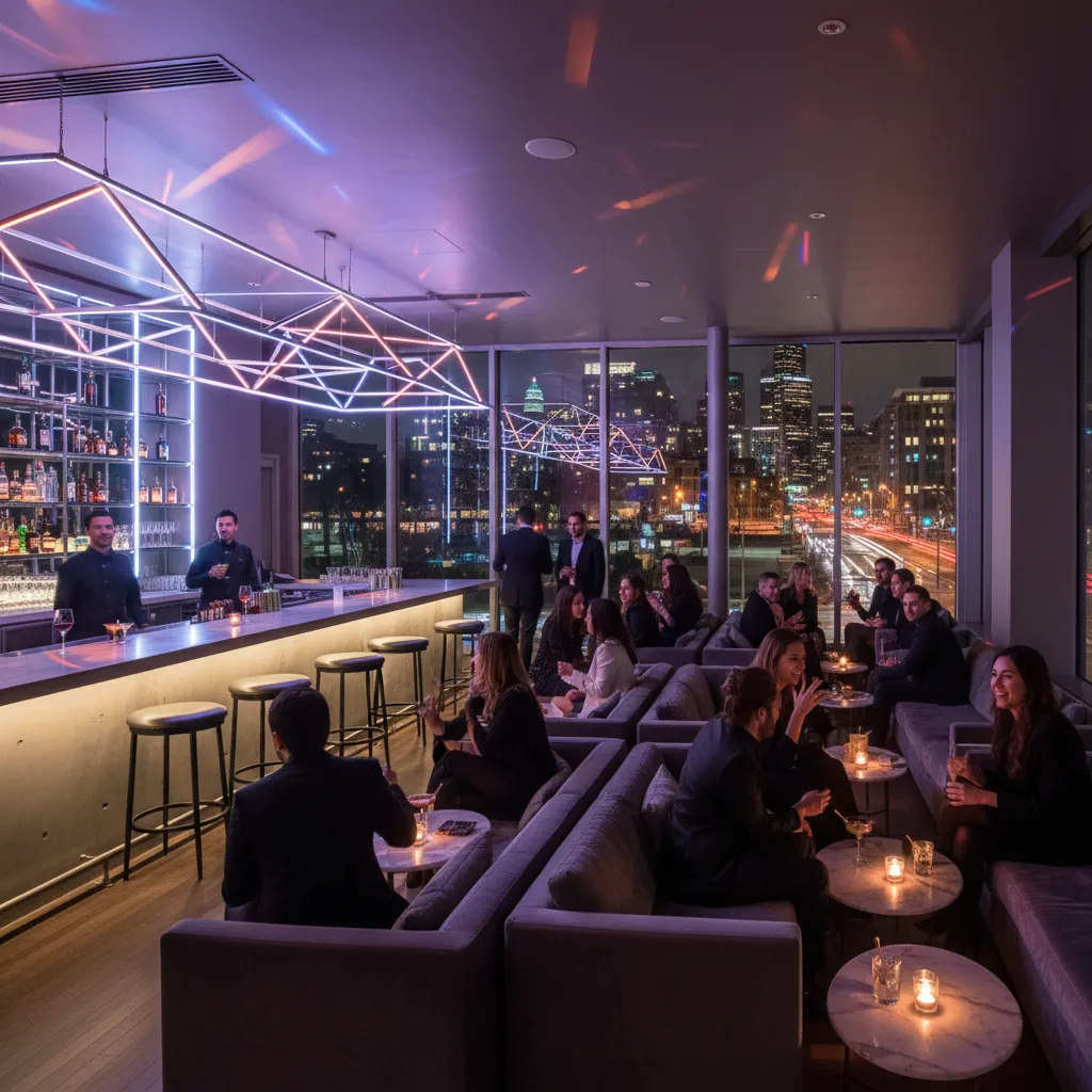 Busy nightlife venue in Seattle with visitors enjoying a themed bar environment