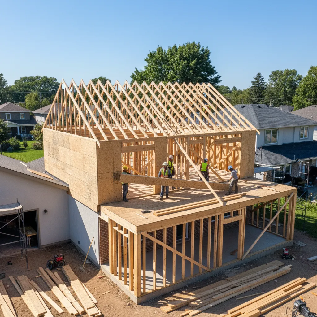Construction Process for Building a Second Floor on an Existing House
