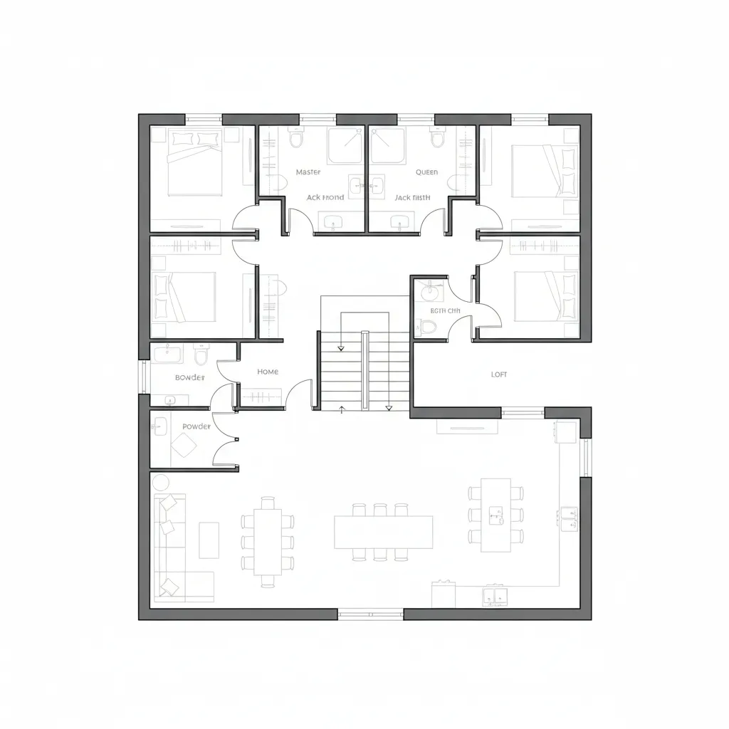duplicated second floor layout with stairs in a floor planning tool