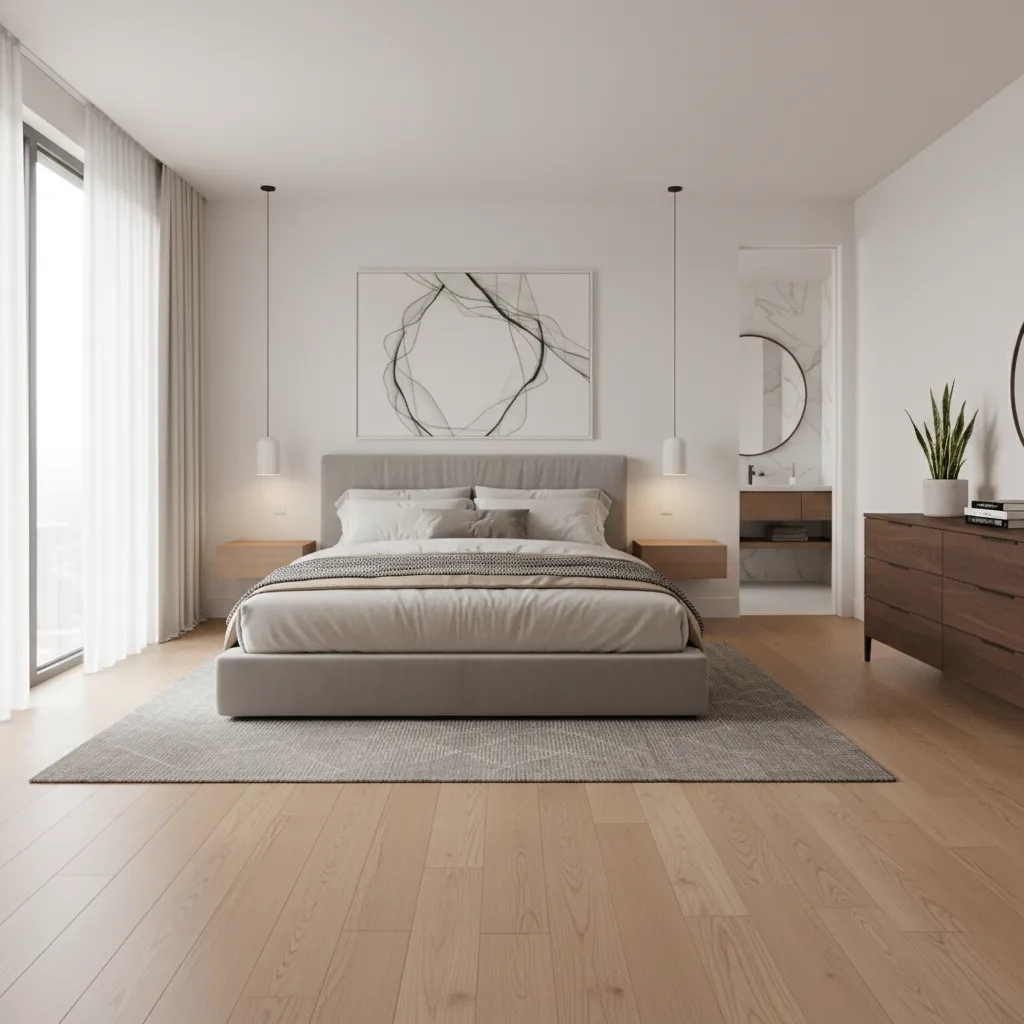 large second master bedroom with private bathroom in modern house