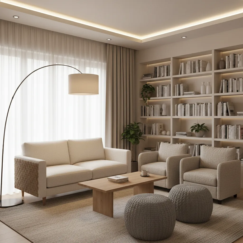Secondary living room with flexible seating arrangement and smaller furniture