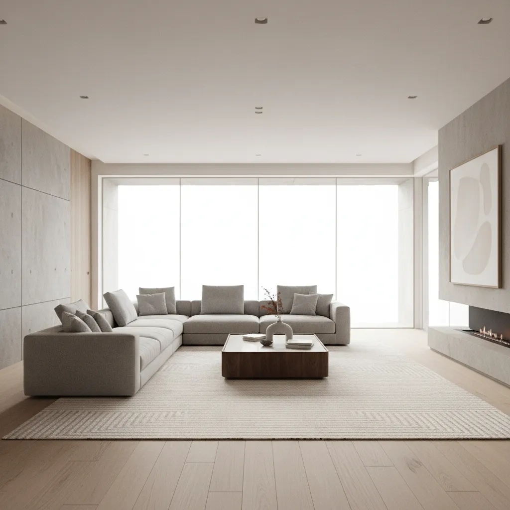 Large sectional sofa layout inside a spacious living room floor arrangement