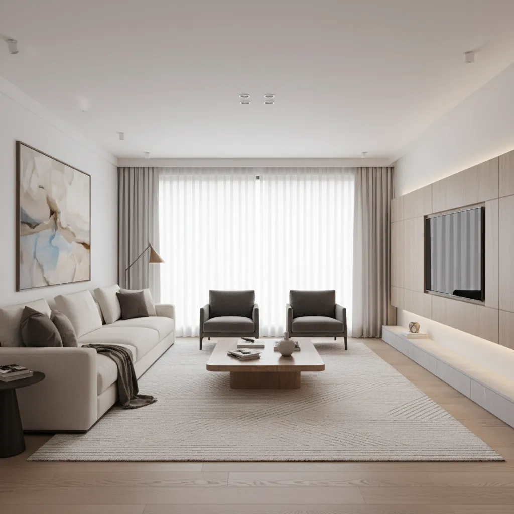 sectional couch layout in a 24 x 17 rectangular living room