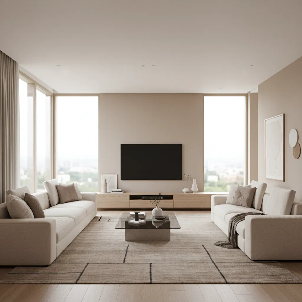 L shaped sectional sofa layout in a medium rectangular living room