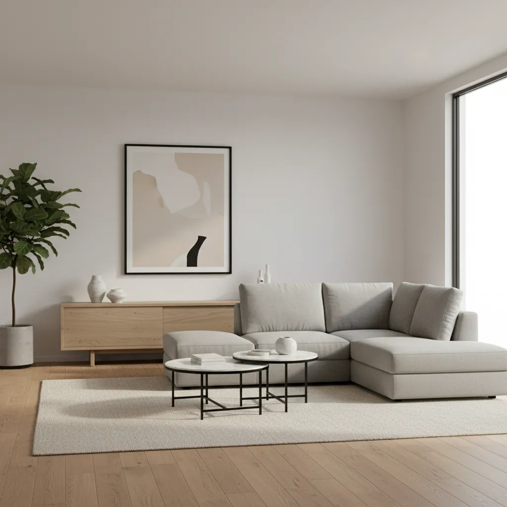 sectional sofa proportion in a large living room layout