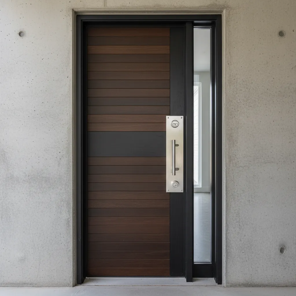 close view of reinforced front door with deadbolt and solid construction