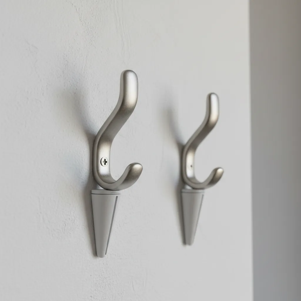 Heavy picture frame secured with proper wall anchors and double hooks