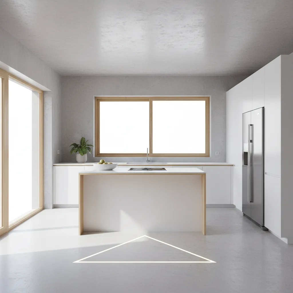 Ilustrasi konsep segitiga kerja dapur