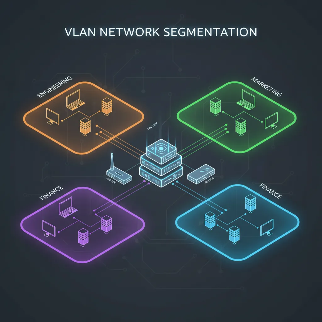 Esquema visual mostrando segmentación de red mediante VLAN