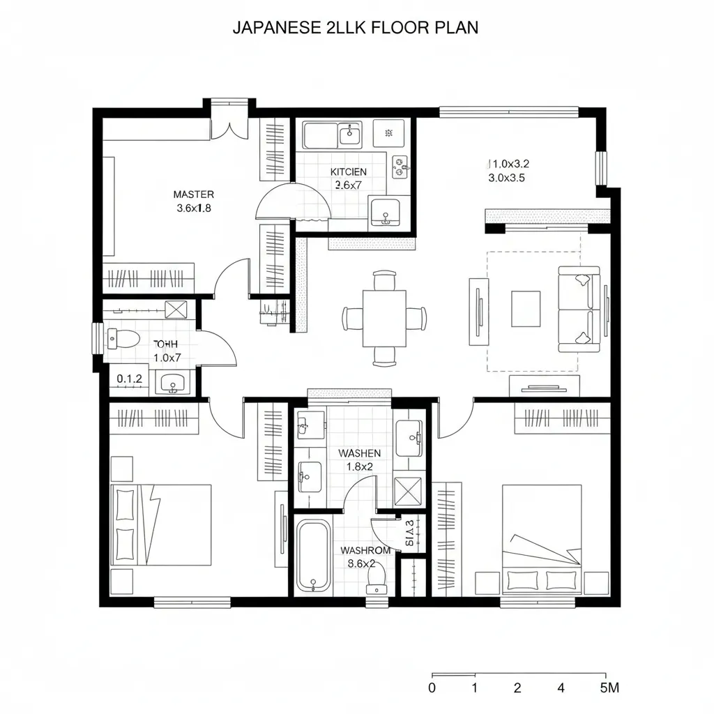 分節されたLDと独立キッチンの近接