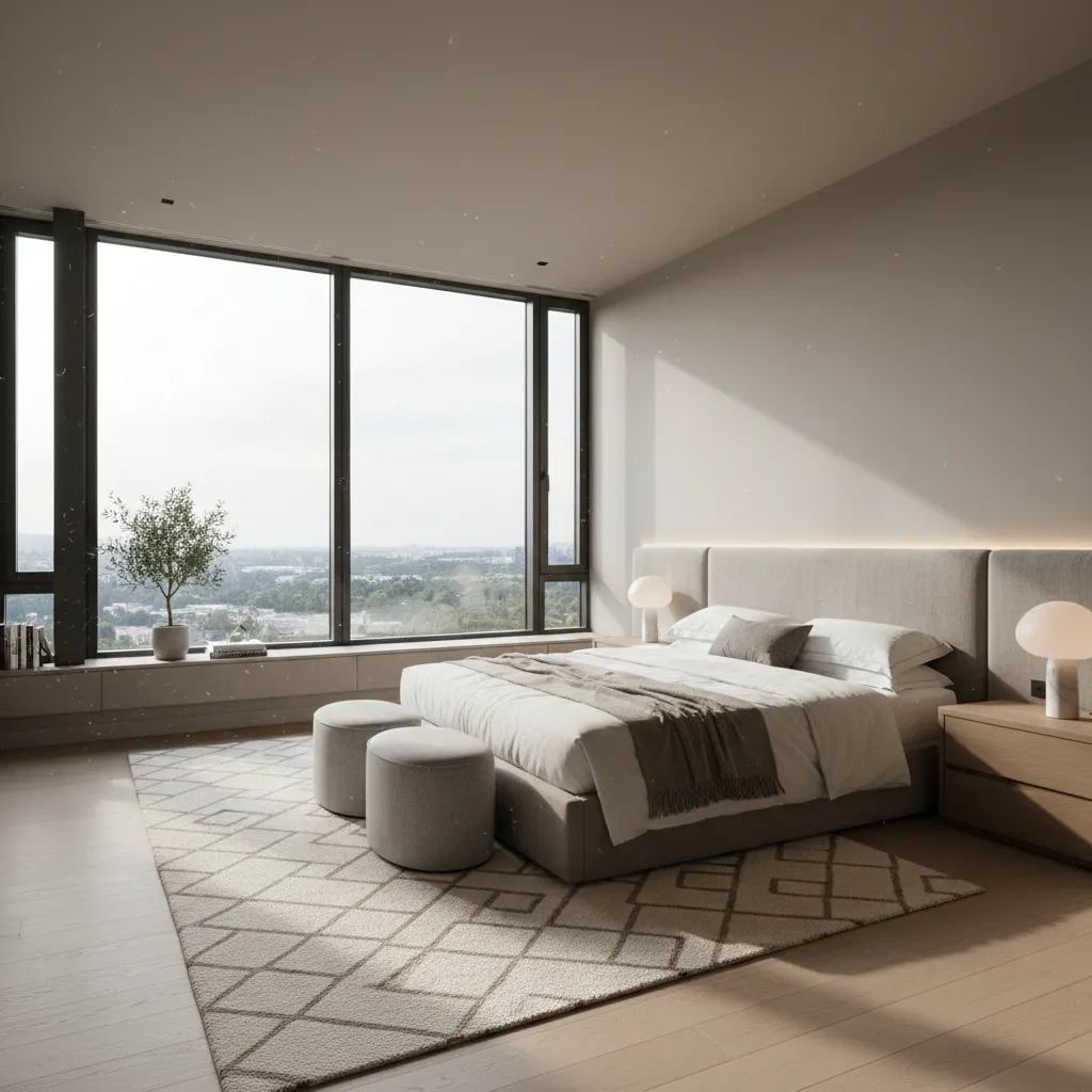 Dormitorio principal amplio en la segunda planta con grandes ventanas
