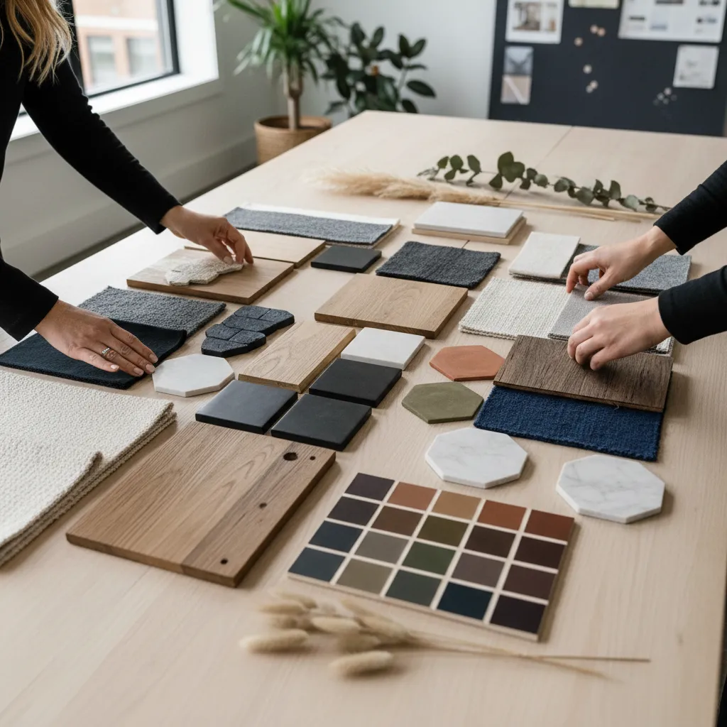 Muestras de materiales para un proyecto de diseño interior