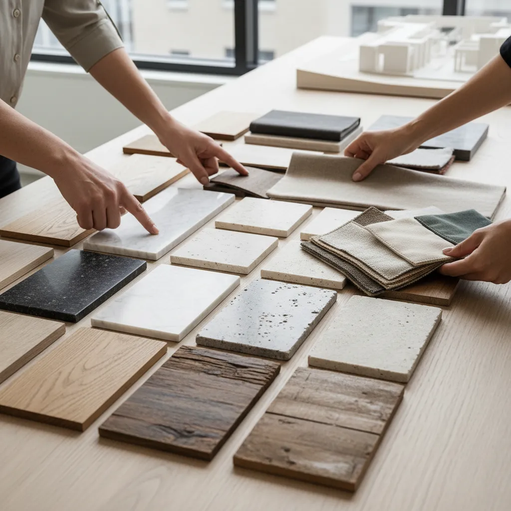 Selección profesional de materiales y colores para interiorismo