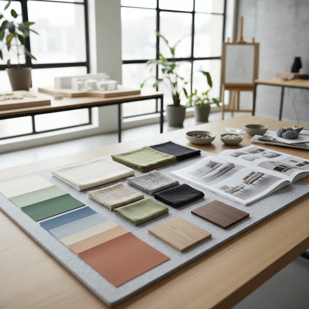selección de muebles y materiales para proyecto de interiorismo