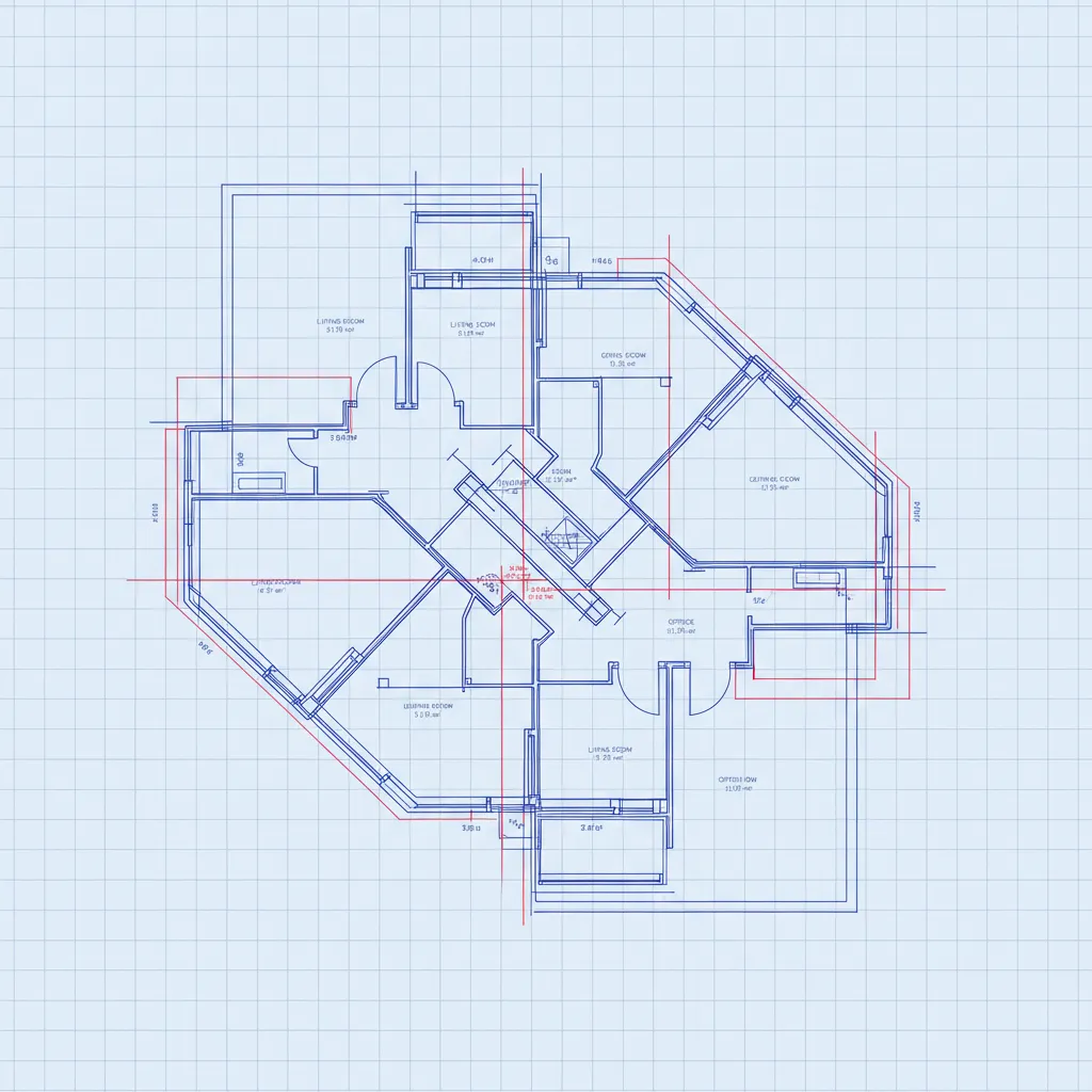 CAD floor plan showing overlapping lines causing self intersecting geometry