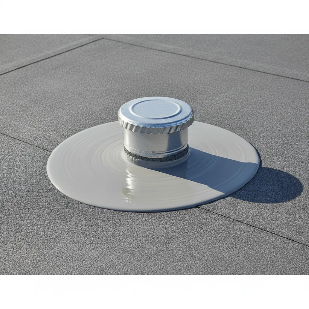 roof sealant flowing and leveling on horizontal roof surface