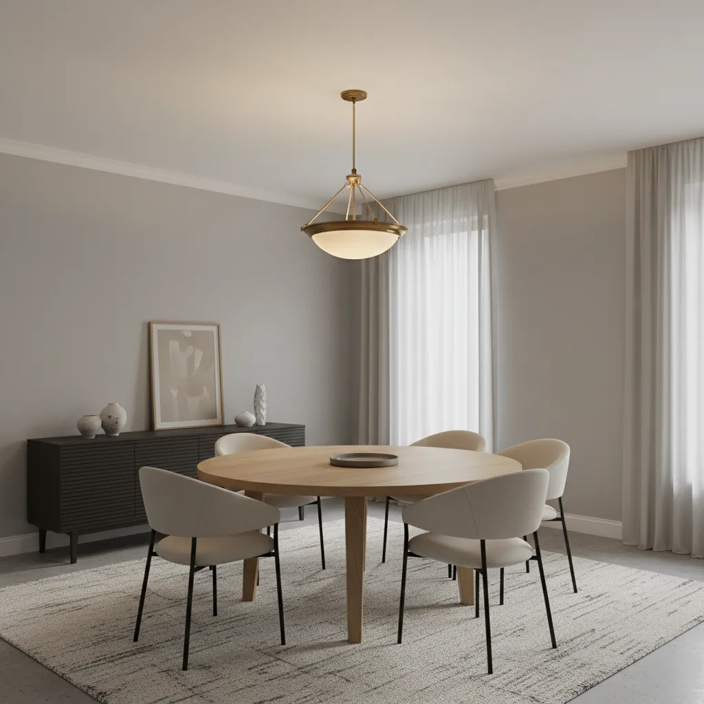 semi flush mount ceiling light hanging slightly below ceiling in dining room