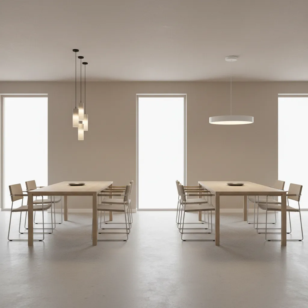 visual comparison of pendant and semi flush lighting clearance above dining table