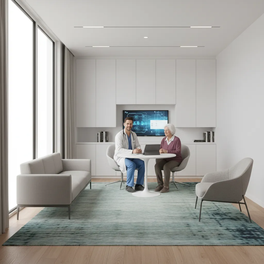 Healthcare consultation area inside a modern retirement community