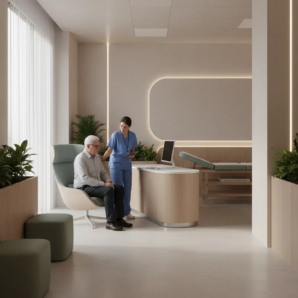 Healthcare support area inside a senior living community clinic