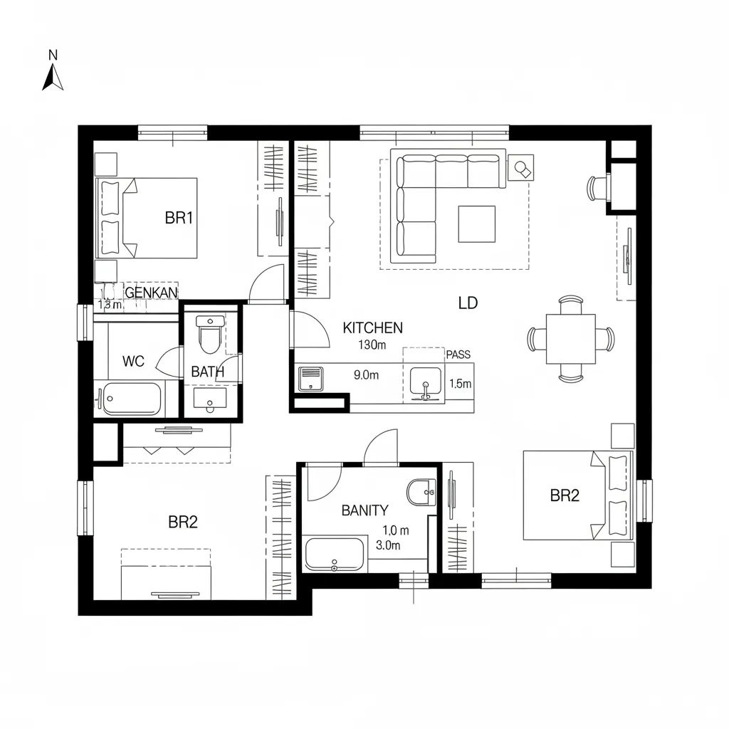 分離キッチン＋連続LD