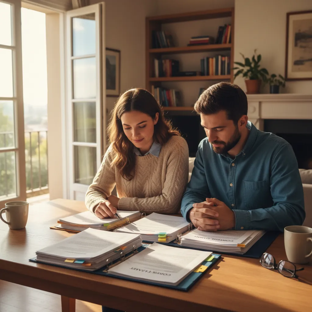 Parents reviewing custody and residency documents together
