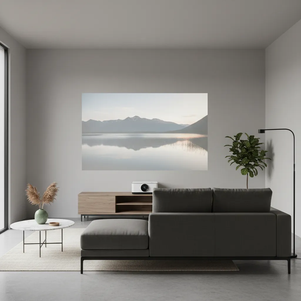 short throw projector setup in compact living room